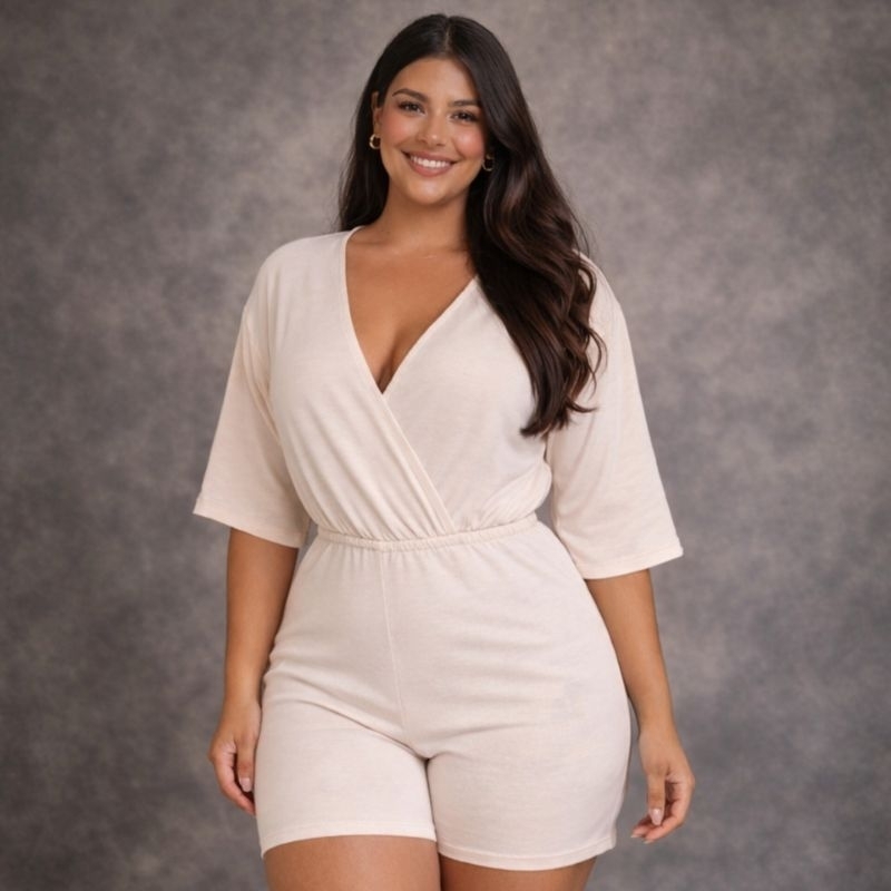 Macacão Noite festa Macaquinho Short Gola V feminino Mais vendido do Brasil Plus Size em Oferta na Shopee