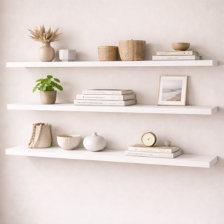 Prateleira de Parede 120x20cm MDF 15mm Branca com Suporte Invisível – PABIMI Premium em Oferta na Shopee