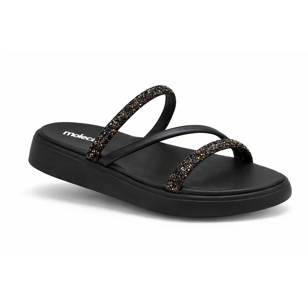 Sandália Feminina Papete Slide Leve Confortável Estilo Casual Tiras Brilho Tendência Moleca Original em Oferta na Shopee