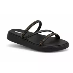 Papete Feminina Moleca Slide Leve Confortável Tiras Brilho Tendência Flatform Macia Original