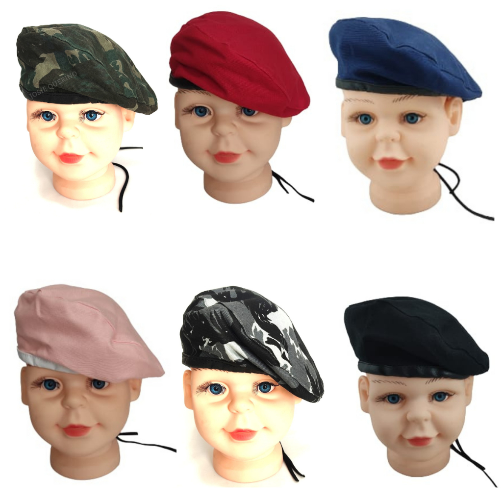 Boina Tática Infantil Estilo Militar de Tecido Cores Variadas Veste 1 até 5 Anos  Circunferência 48 cm