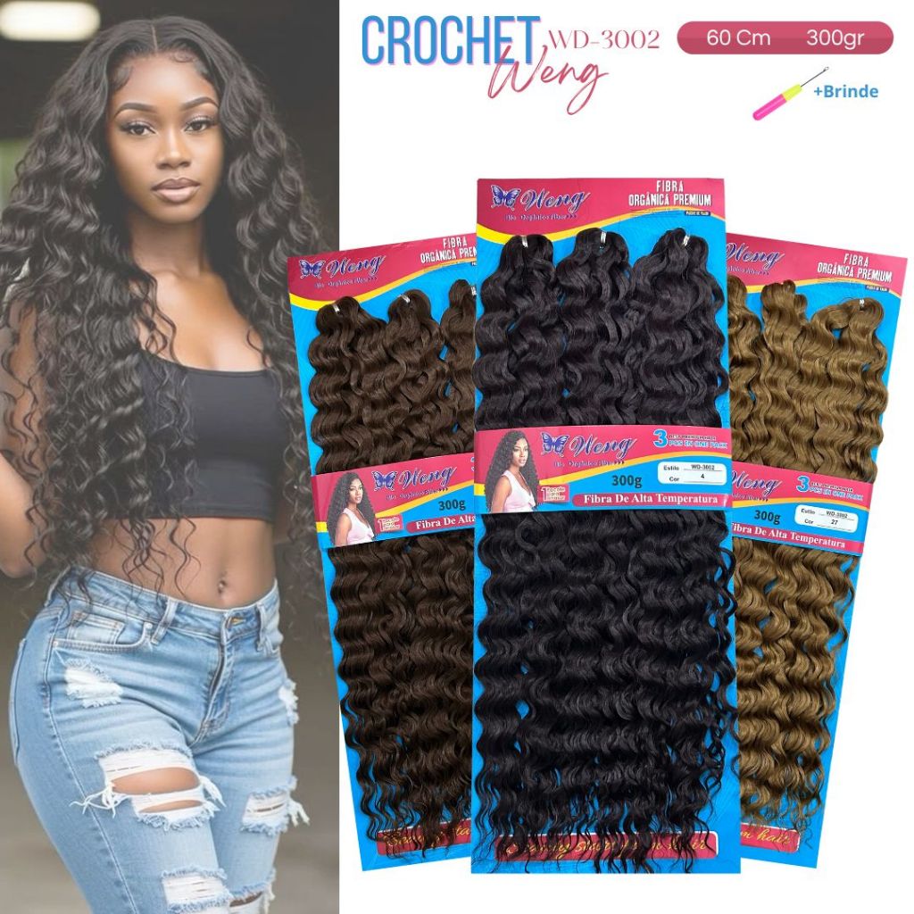 Cabelo Cacheado Orgânico Weng Crochet WD Braid 60cm