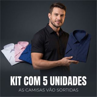 Kit 5 Camisa Social Manga Curta Promoção De Cores Variados Blusa Social Cores Sortidas Tecido Premium em Oferta na Shopee