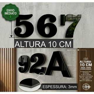 Números e LETRAS Residencial ACM Luxo 10cm - Black Piano (Não Enferruja) -  ENVIO IMEDIATO em Oferta na Shopee