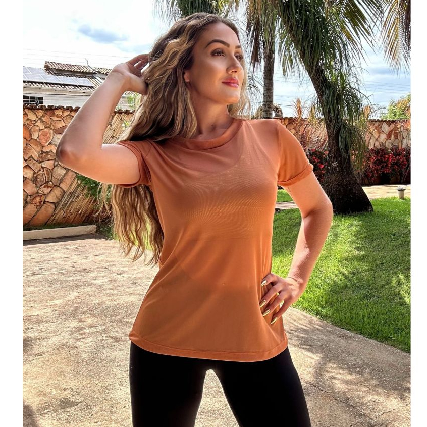 Camiseta Academia Dry Fit Camisa Blusa Feminina Caminhada Treino Baby Look Musculação