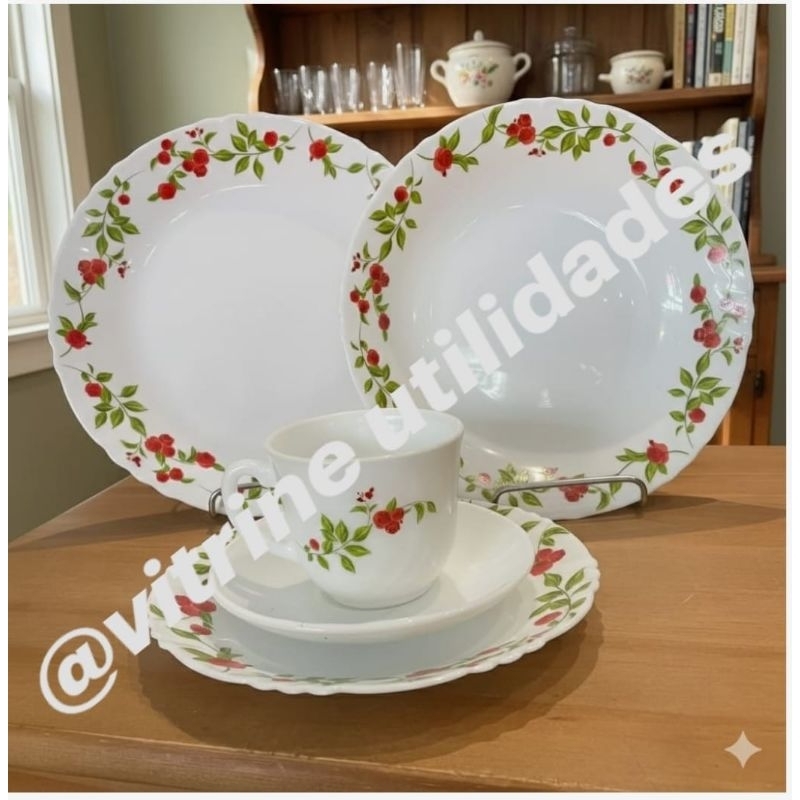 Aparelho De Jantar 20 PCs Moderno Lançamento Florido em Oferta na Shopee