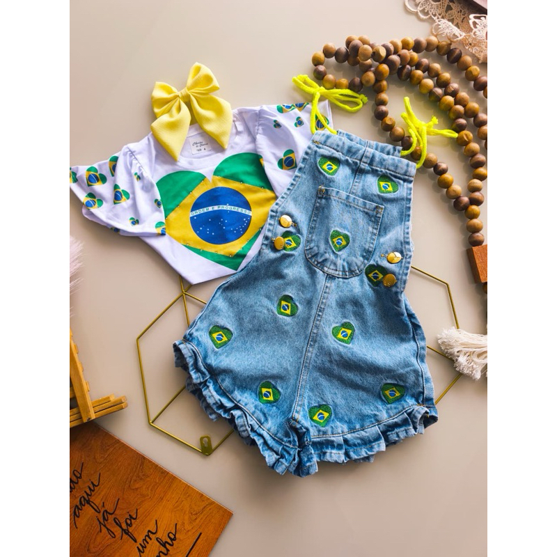 jardineira jeans infantil/Roupa de menina/conjunto jeans/conjunto de festa/Roupa de luxo/Roupa de blogueira