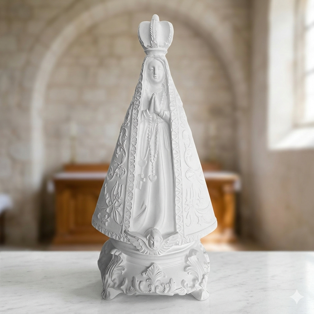 Kit 2 4 ou 6 Nossa Senhora Aparecida 22cm Gesso Cru Branco Imagem Sacra Religiosa Para Pintar Artesanato Decoração e Lar