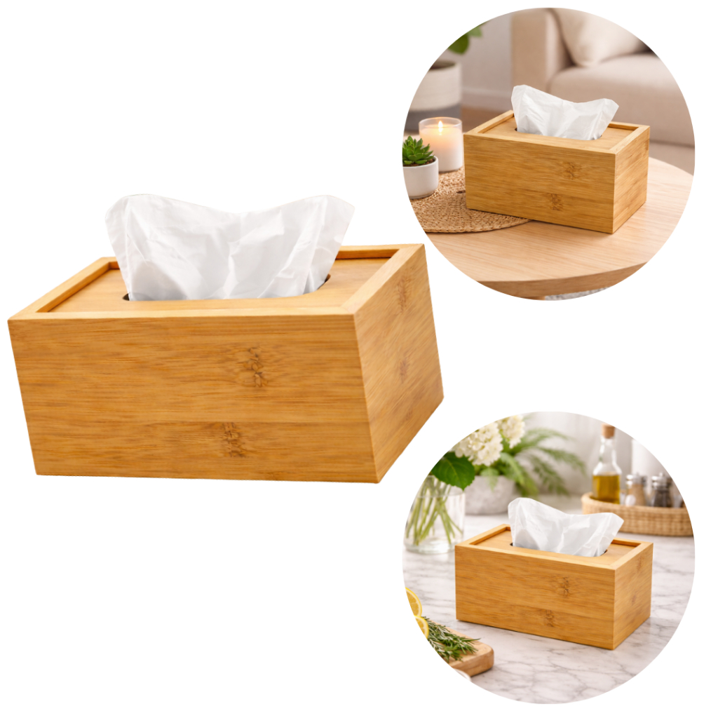 Porta Lenço De Papel em MDF Decorativo Premium Organizador Moderno Para Sala Banheiro e Escritório Empresarial