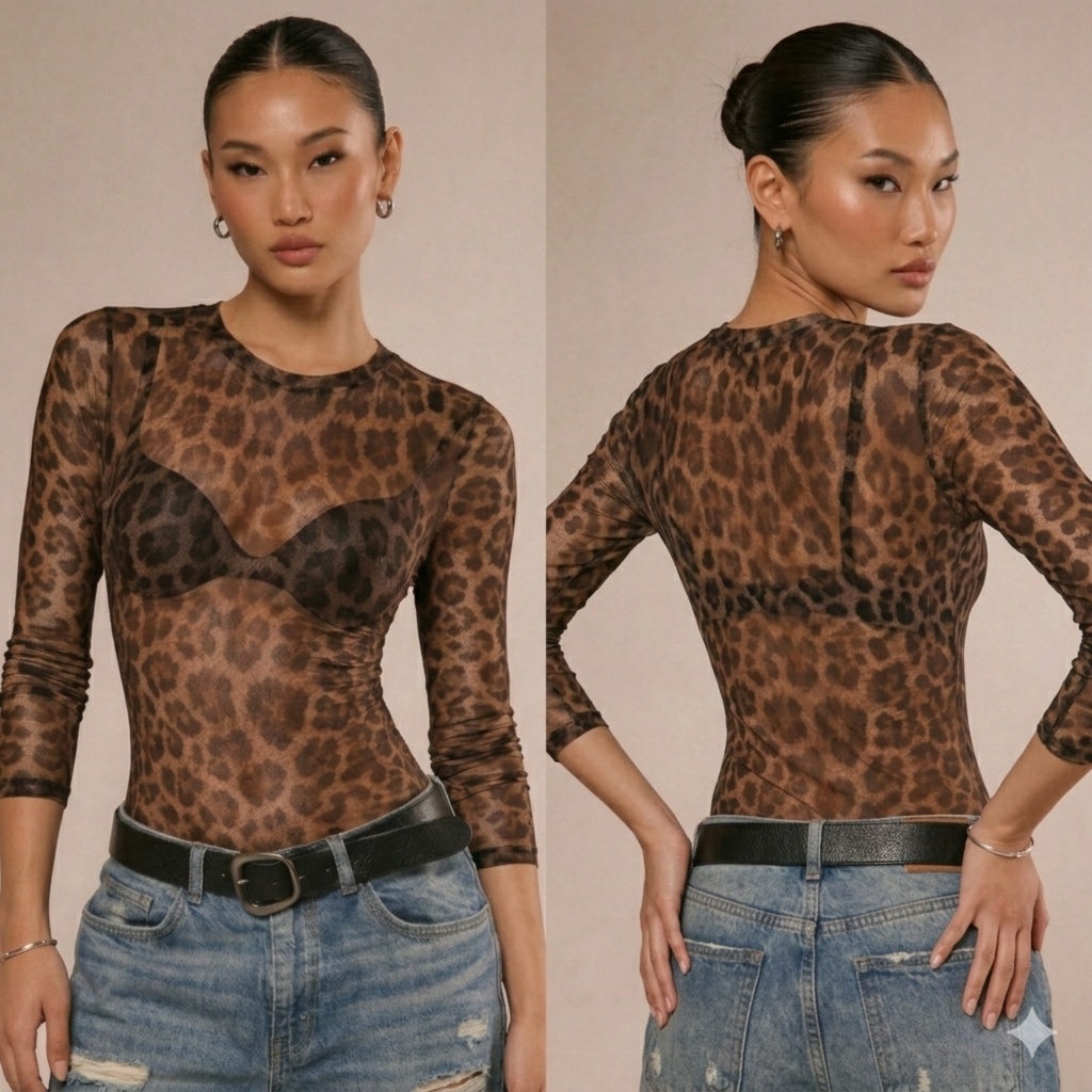 Blusa Tule Manga Longa Estampada Transparente Confortável Para Outono Inverno- Moda Feminina em Oferta na Shopee