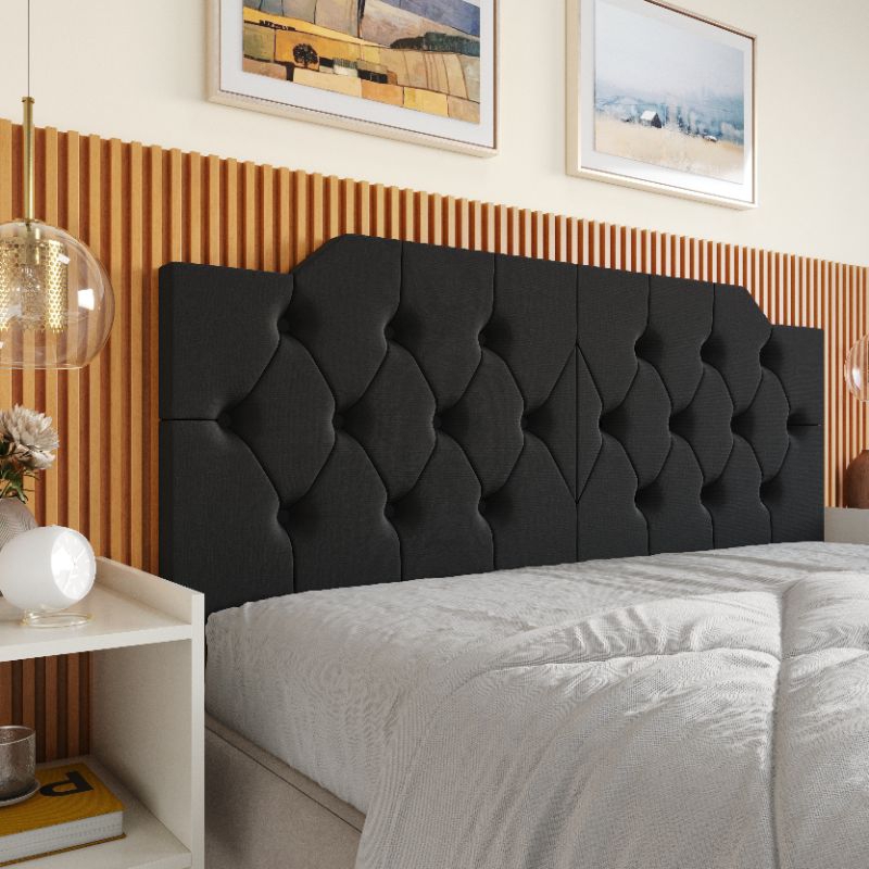 Cabeceira  Cama Box suspense  King Barcelona 1,95x55 Preto