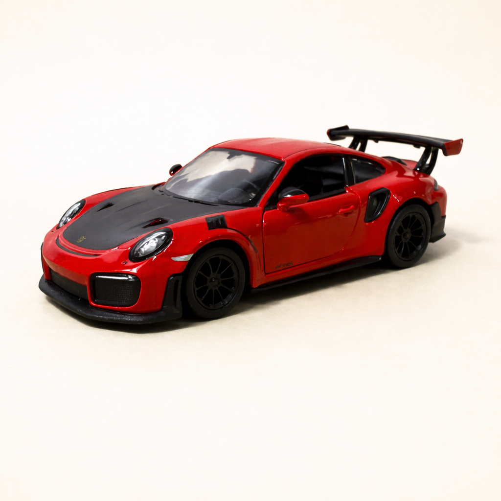 Miniatura Porsche 911 GT2 RS 1:36 Metal Die Cast com Fricção e Portas que Abrem Colecionável