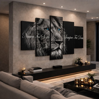 Quadro Decorativo Mosaico Leão de Juda Olho Azul Nunca Foi Sorte Sempre Foi Deus Sala Quarto Hd em Oferta na Shopee