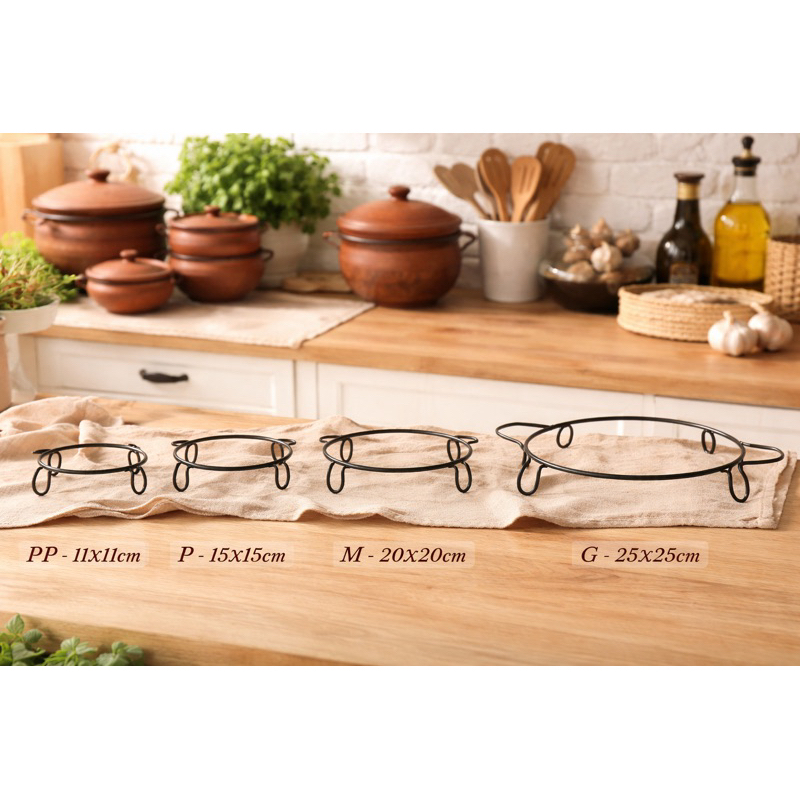 Suporte de Ferro para Panela de Barro | Base Resistente para Pratos e Exposição PP P M G em Oferta na Shopee
