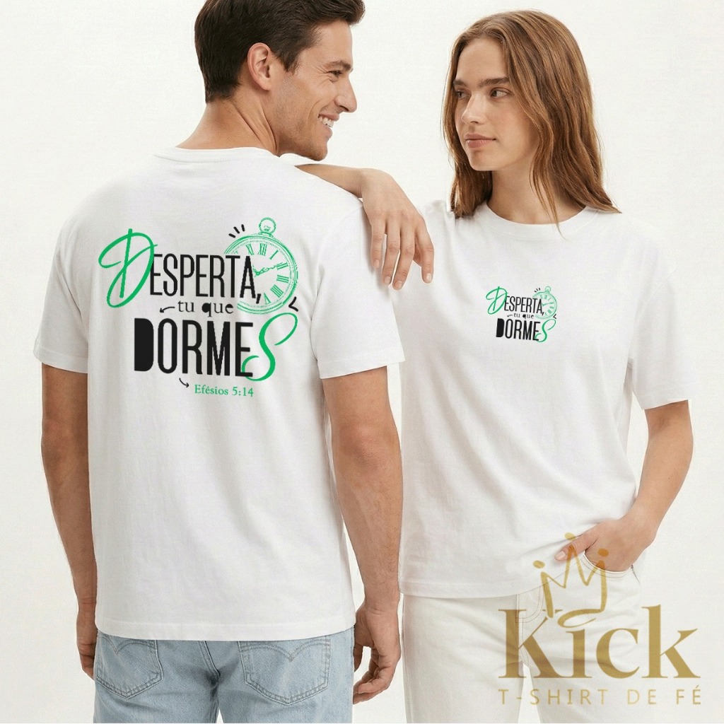 Camiseta Cristã "Efésios 5:14 - Desperta" T-Shirt Unissex Estilo Casual Religioso em Algodão Premium
