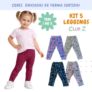 Kit 5 Leggings Infantil Feminina Molecotton peluciado Estampas Sortidas - Tam 1 -2 -3 em Oferta na Shopee