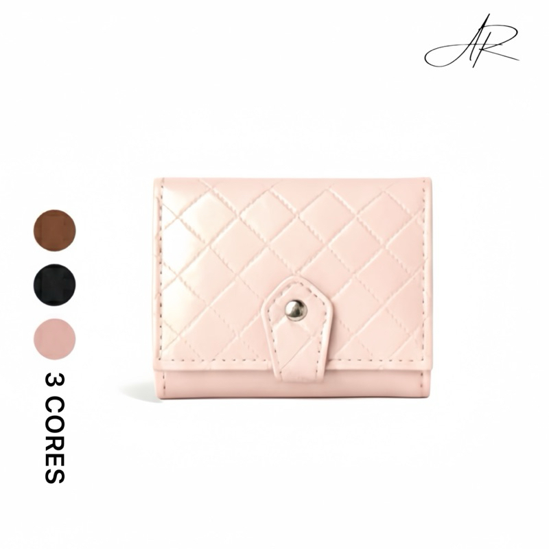 Carteira Feminina Pequena Aurium Original com Botão, Espelho, Porta Cartões, RG, CNH, Presente de Luxo. em Oferta na Shopee