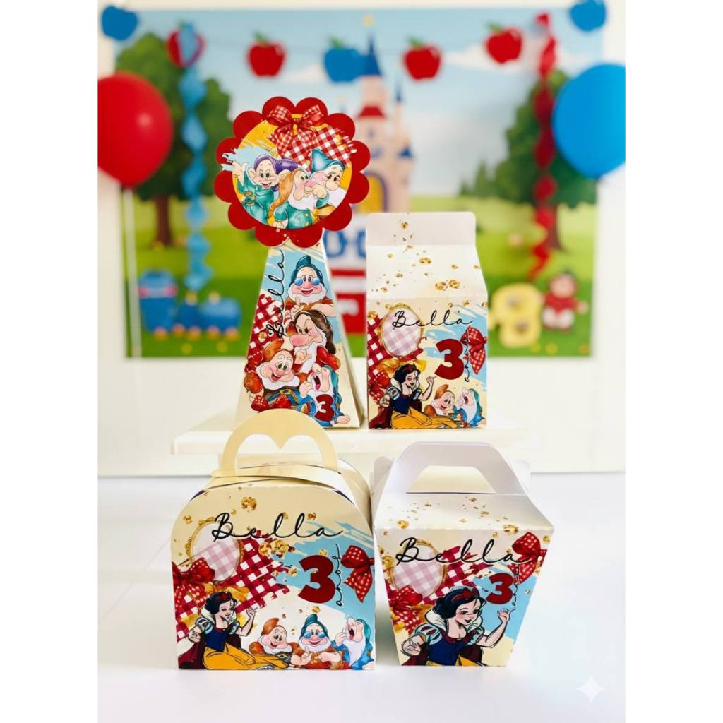 Kit Caixinhas Personalizadas Branca De Neve Lembrancinha Surpresinha De Aniversário
