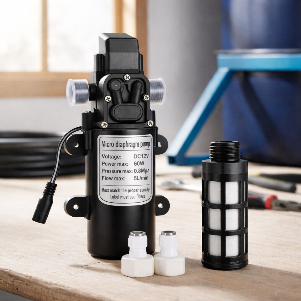 Bomba D'água Pressurizadora Nebulização Super Potente Névoa 60w 12V Solar + Filtro De Sucção D'água 5l/min