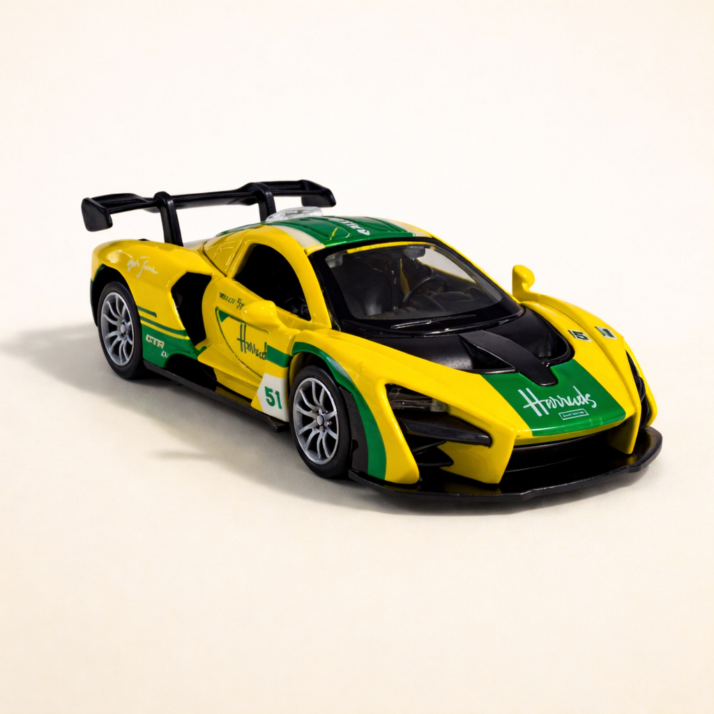 Carrinho McLaren Senna Miniatura 1:36 Metal Abre Portas Fricção Carro Esportivo