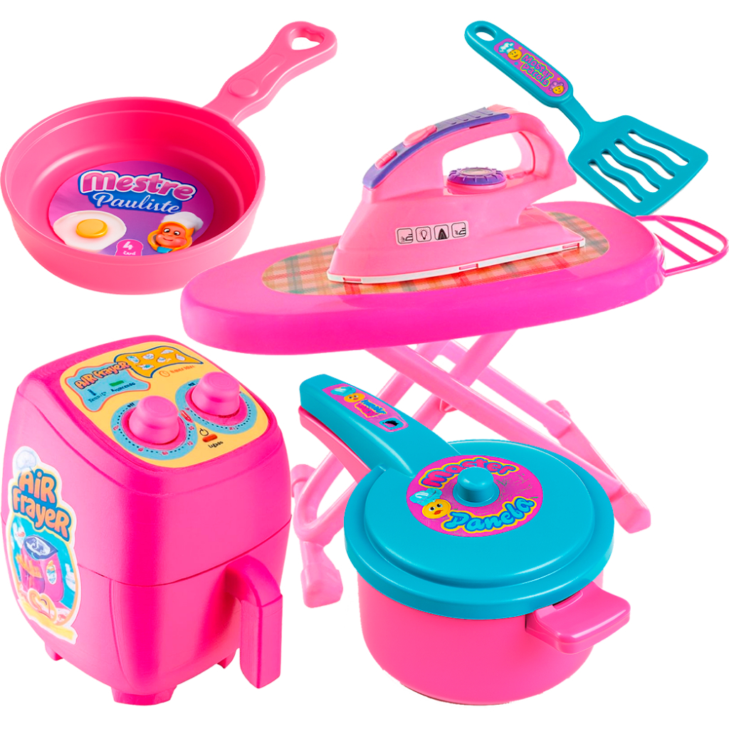 Kit C\5 Brinquedos Liquidificado, Panelinha, Cafeteira, Ferro E Batedeira