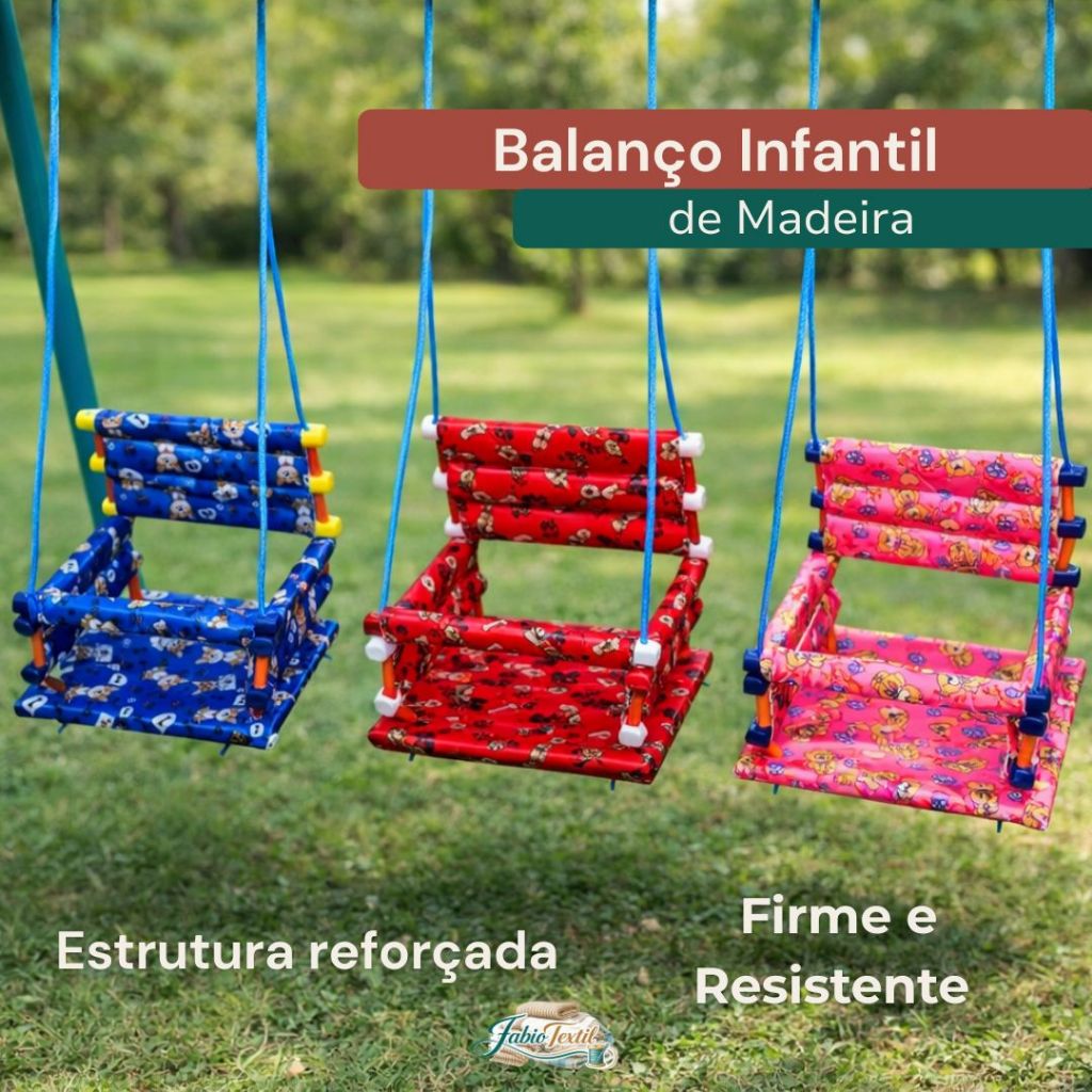 Balanço Infantil de Madeira Reforçado Cadeirinha para Crianças até 35kg