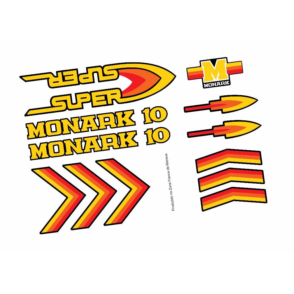 Adesivos Bicicleta Monark Super 10 1983 a 1986 amarelo