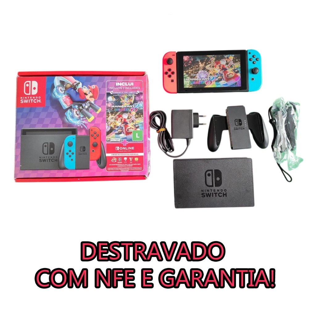 Nintendo switch Desbloqueado 256gb ou 128gb com brindes ! Nota fiscal e garantia Nintendo switch Desbloqueado 256gb ou 128gb com brindes ! Nota fiscal e garantia