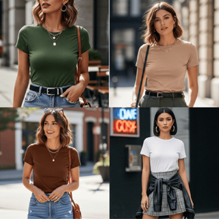 Kit 3 Baby Look Feminina 100% Algodão Premium – Confortável, Leve e Ideal para o Dia a Dia em Oferta na Shopee