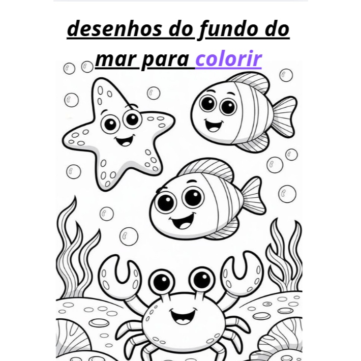 DESENHOS DO FUNDO DO MAR para colorir- FOLHAS SOLTAS 75g