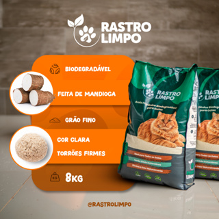 Areia 8 Kg para Gatos Biodegradável Higiênica Grãos Finos - Rastro Limpo Premium Torrões Firmes em Oferta na Shopee