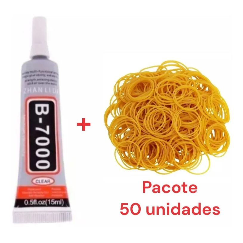 Kit Cola B7000 T7000 Mais Pacote Com 50 Unidades de Elástico Para Manutenção Reparo Celular Tablet