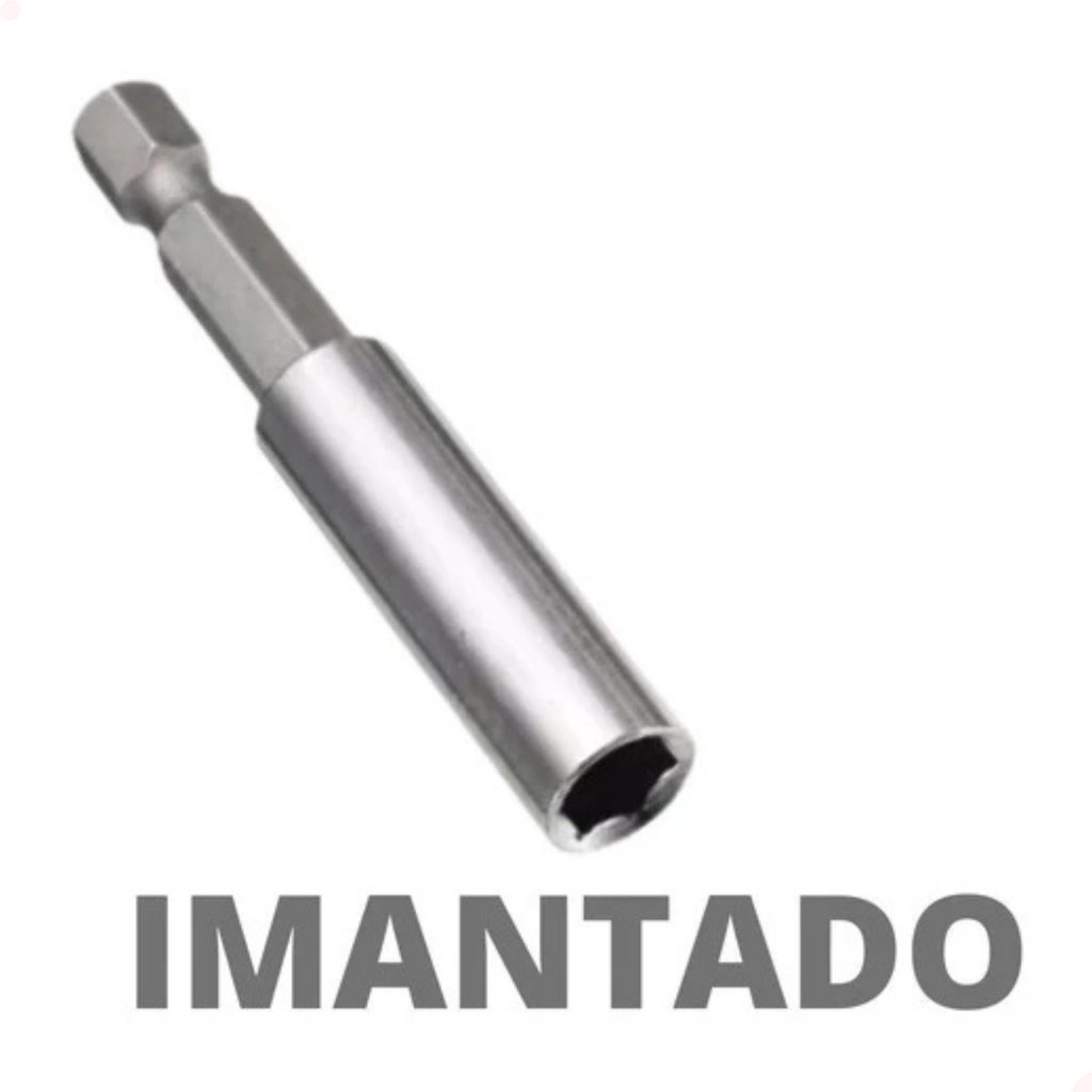 Porta Bit Extensor Magnético Imantado 1/4" x 60mm Fertak Aço Cromo Vanádio