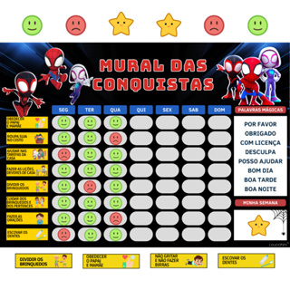 Quadro Rotina Diária E Tarefas Infantil Tema Homem Aranha em Oferta na Shopee