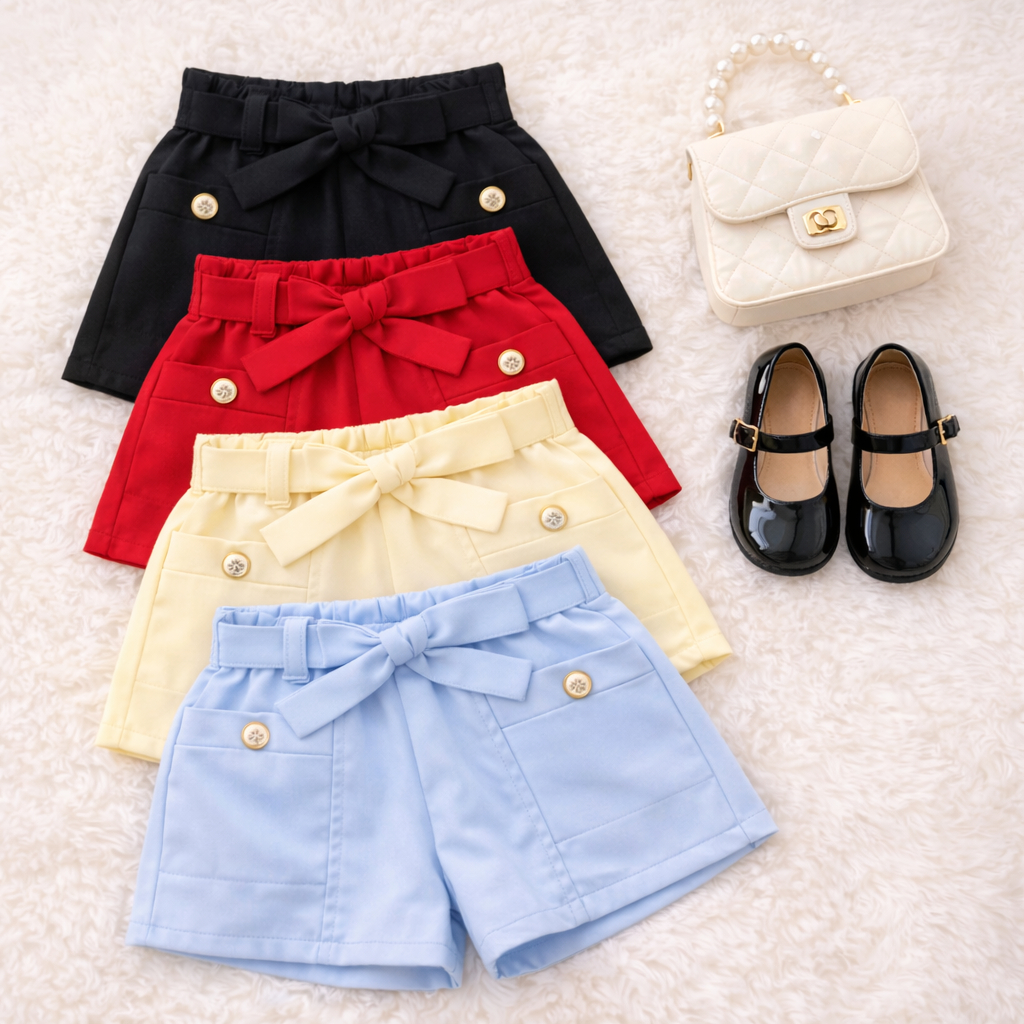 Short Infantil Menina Alfaiataria Cintura Alta com Bolsos