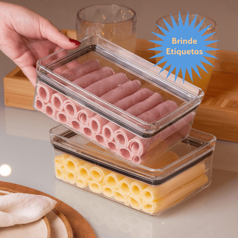 Porta Frios Geladeira Empilhável Duplo ou Un. Queijo Presunto Acrílico Transparente Vedação Multiuso em Oferta na Shopee