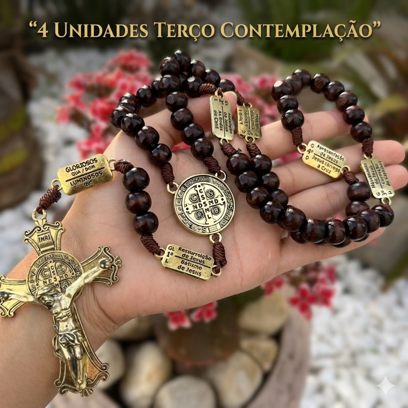 Terço Contemplação Dos Mistérios São Bento Terço Católico Proteção e Fé em Oferta na Shopee