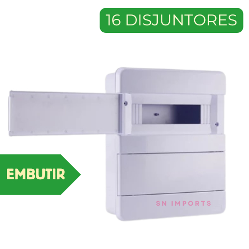 Quadro de Distribuição 16 Disjuntores Branco Para Embutir Force Line