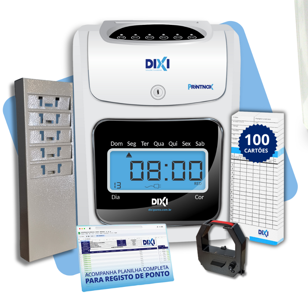 Relógio Manual Cartográfico + 100 Cartões Cartolina Bater Ponto + Chapeira 5 Lugares Kit