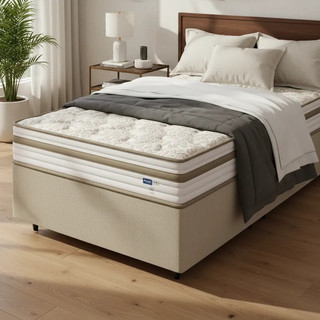 Cama Box com Colchão de Molas Ensacadas Double Face Pillow Euro Alfa Probel Solteiro 88cm