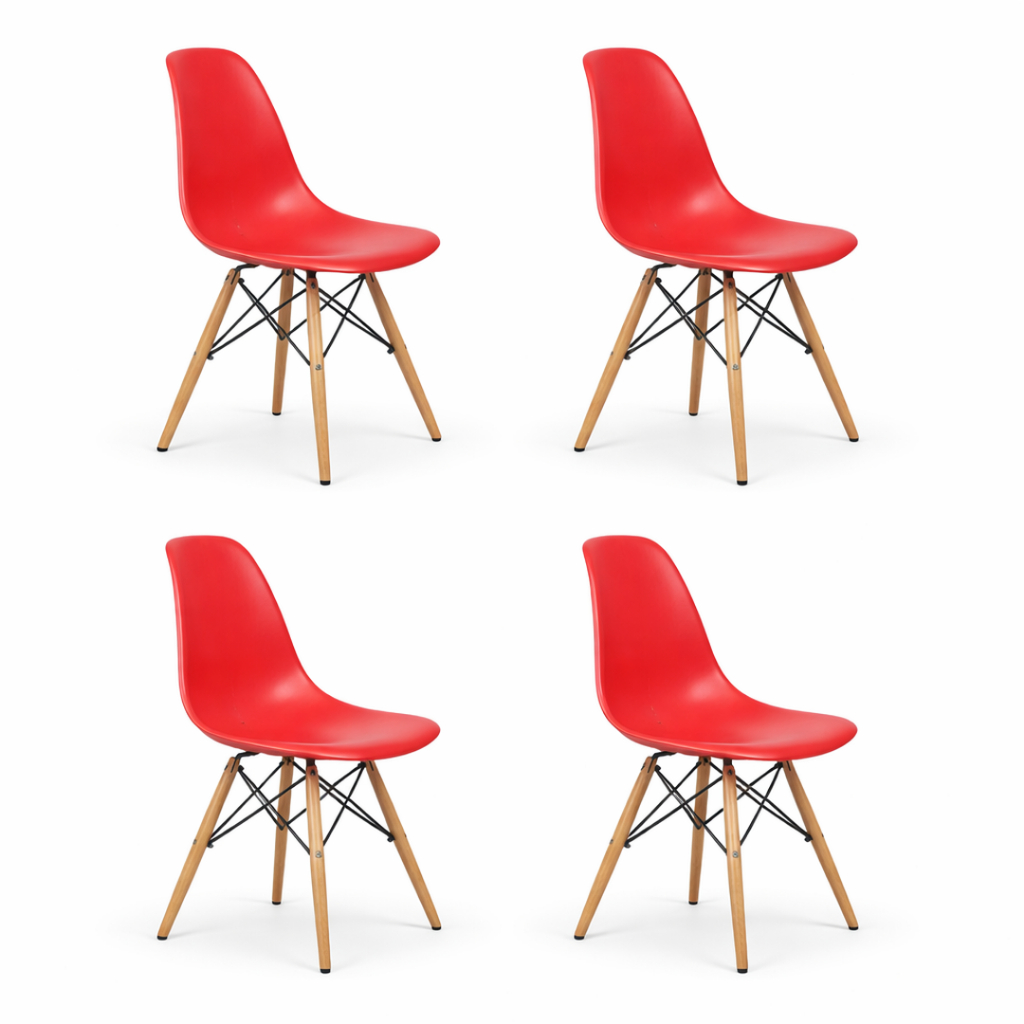 Kit 4 Cadeiras Design Eiffel Original Charles Eames Wood Preto Promoção