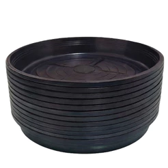 Kit 6 Prato Vaso De Planta Coletor de Água Plástico Preto Com Furos Suspenso - Pequeno Médio Grande