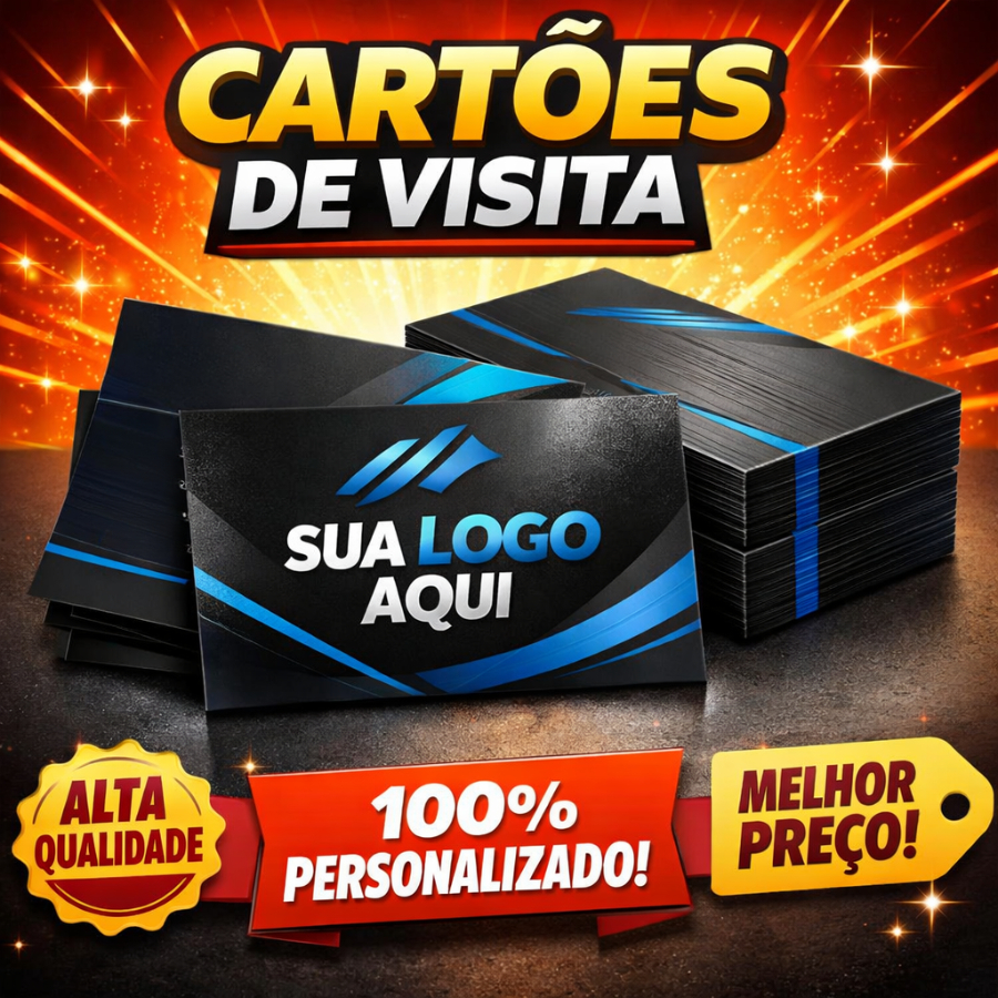 20 - 100 Cartões de Visita - Frente Brilho e Verso Fosco  - papel 250g
