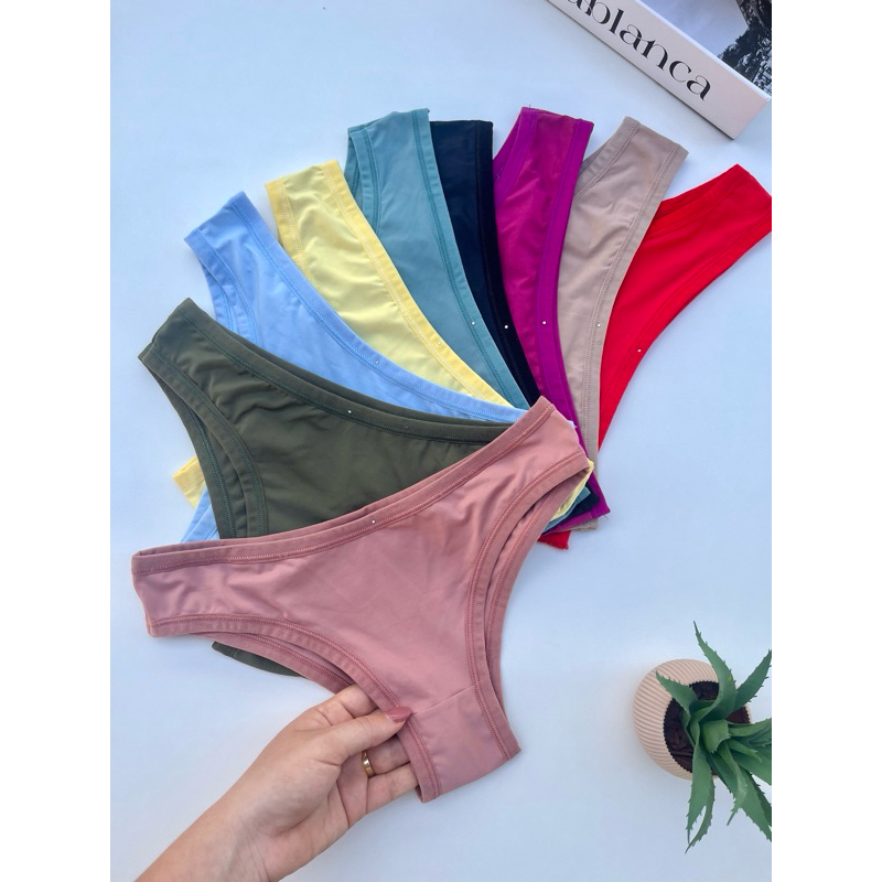 kit Calcinha Poliamida básicas tipo Tanga antialérgica microfibra em Oferta na Shopee
