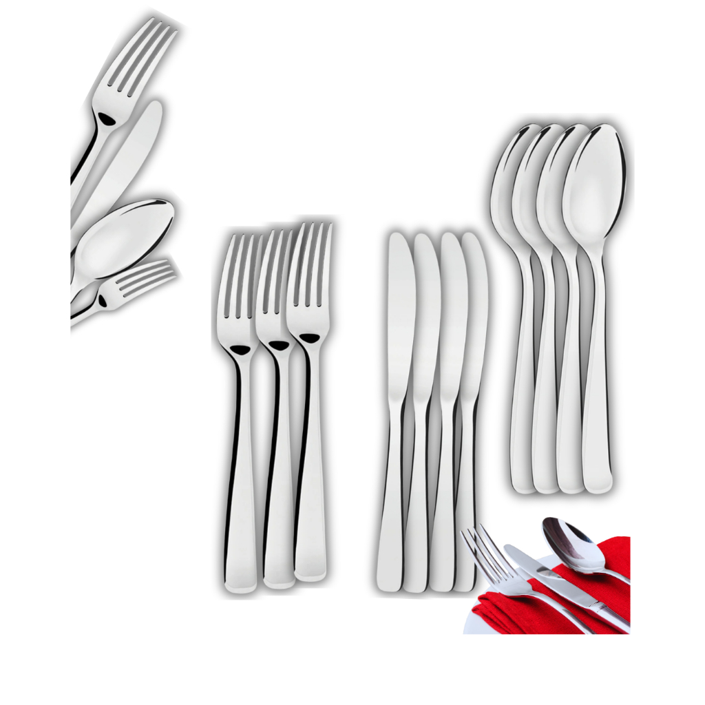 Talheres Aço Inox 72, 54, 36 ou 18 Peças – Jogo Garfo Faca Colher para Cozinha