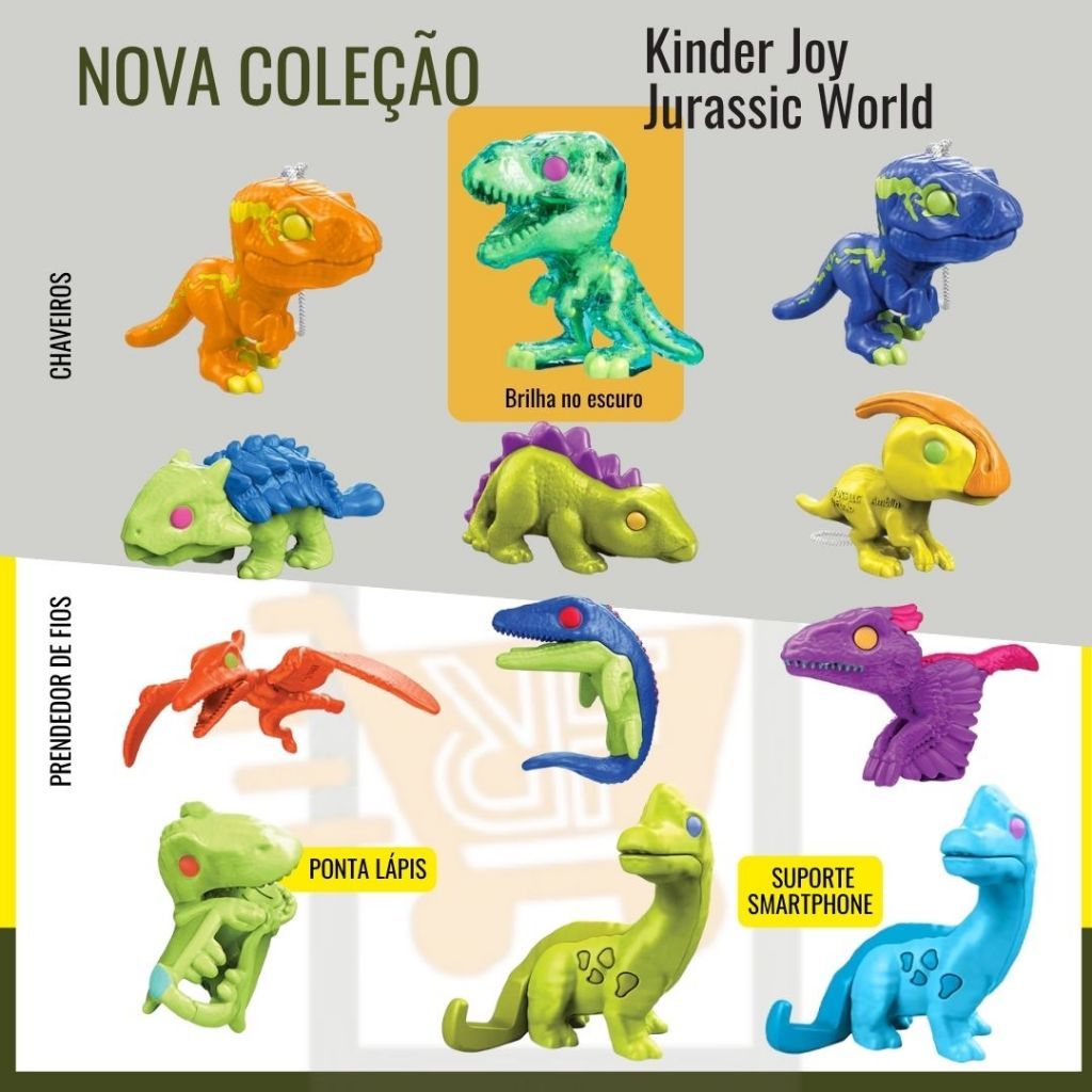 Boneco Kinder Joy Jurassic World colecionáveis