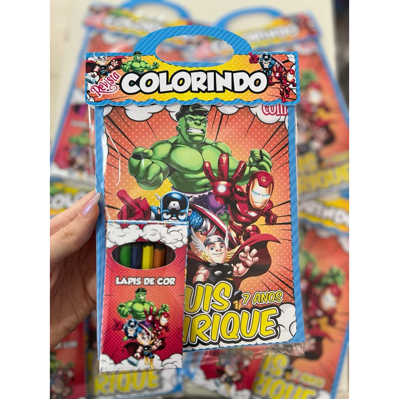 Kit 10 Revistinha de Colorir Personalizada Qualquer Tema - Lembrancinha Festa Aniversario Infantil