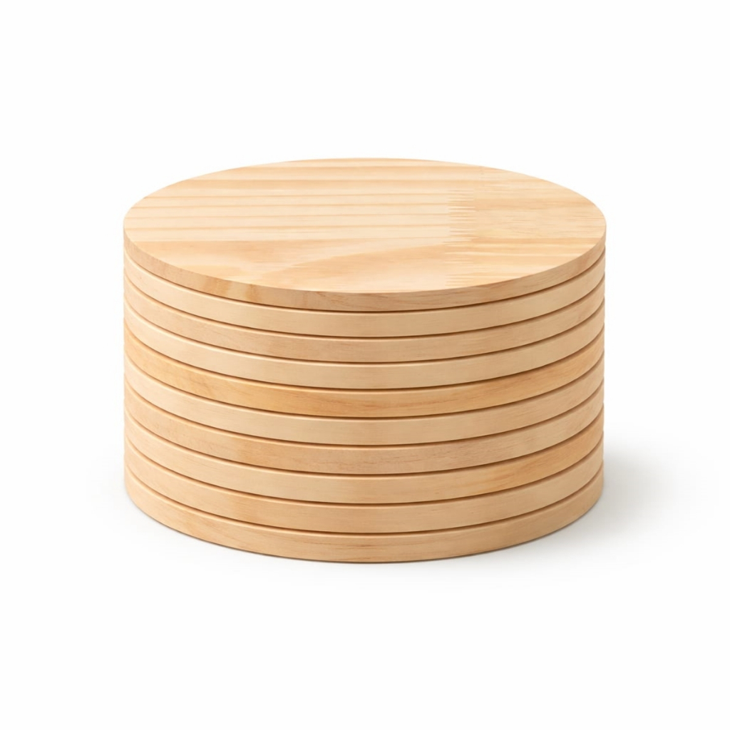 Tabua Redonda em Madeira Natural Pinus Placa Redonda Madeira Bolacha Madeira