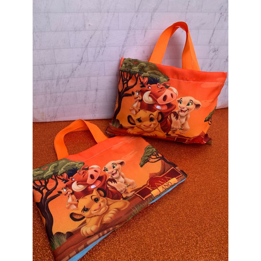 Sacolinha ecobag personalizada A guarda do leão Festa Lembrancinha Aniversário Infantil