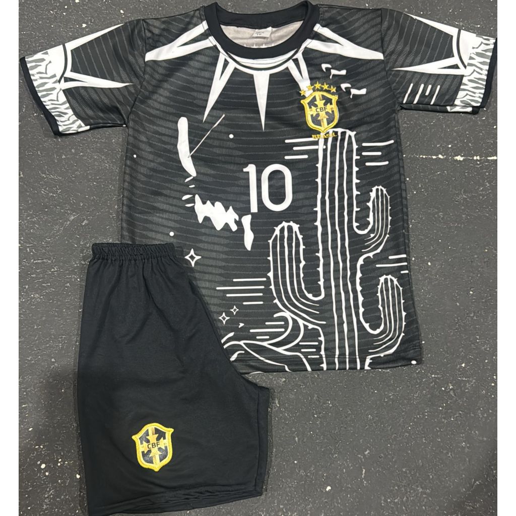 Conjunto Infantil Seleção Brasileira Preto e Branco Cacto